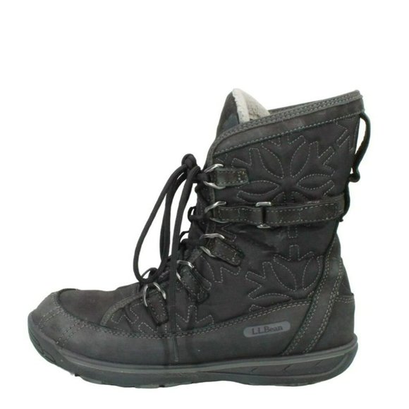 L.L. Bean Shoes - LL Bean Black Leather Lace Up Insulated Ankle Winter Boots Size 6.5 M